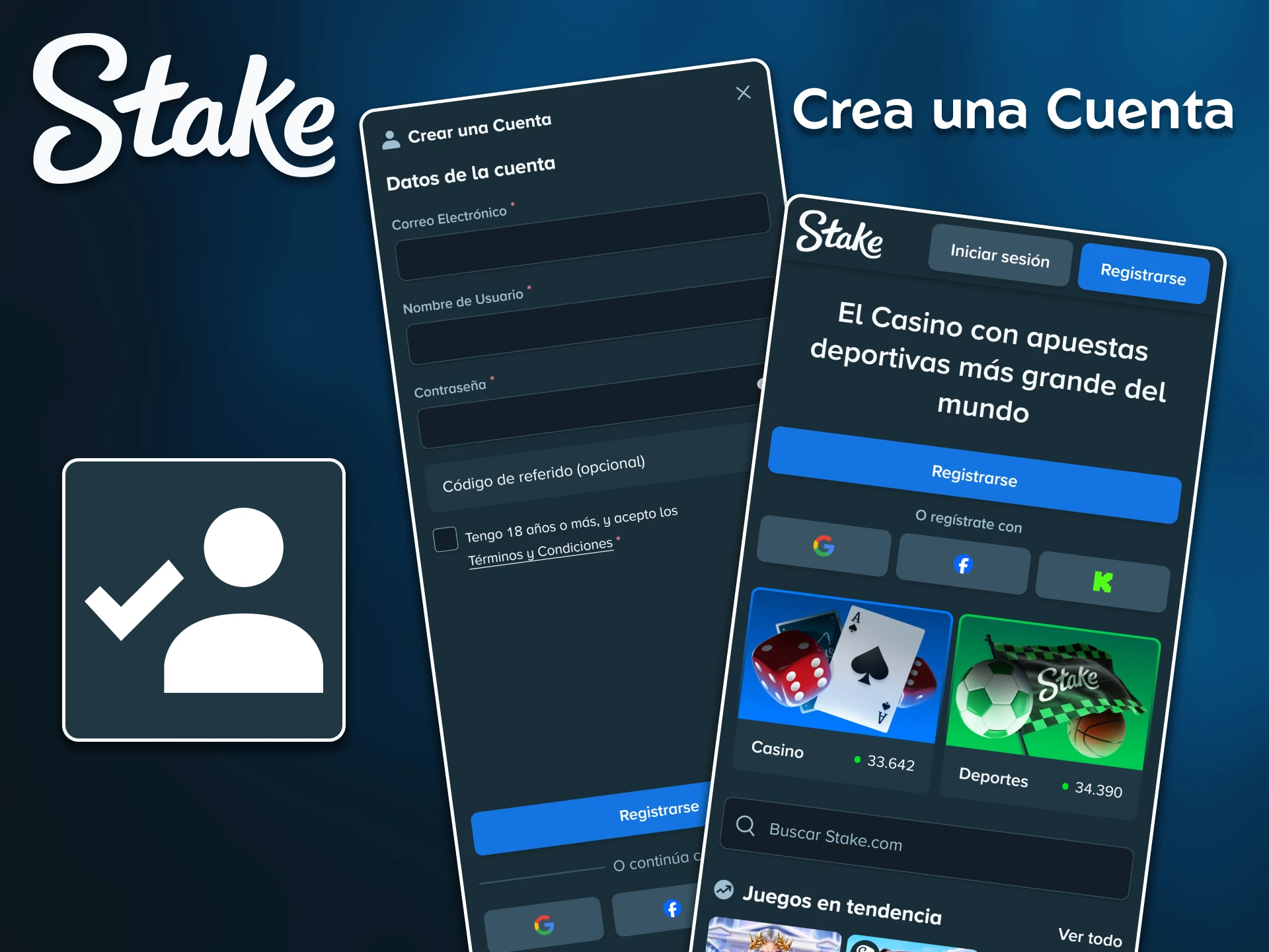 Regístrate de forma rápida y segura creando una nueva cuenta en la aplicación de Stake.