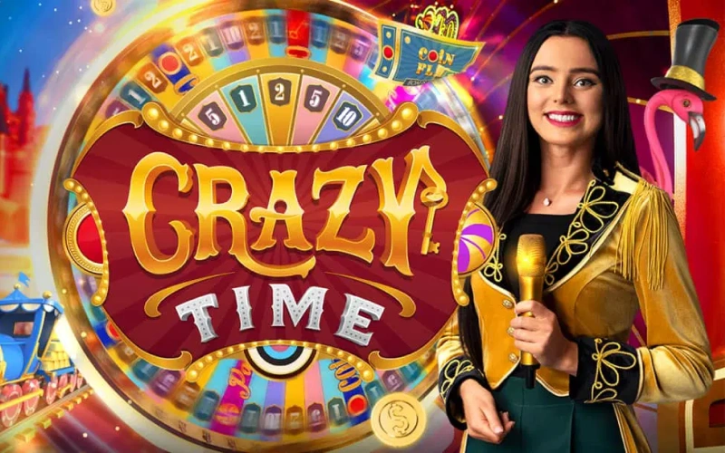 Gira la gran rueda de la fortuna jugando al colorido Crazy Time en el casino Stake.