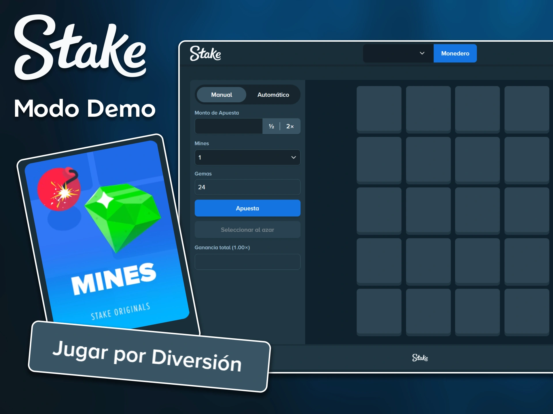 Descubre las mecánicas del juego sin arriesgar tu saldo utilizando el modo demo de Mines en Stake.