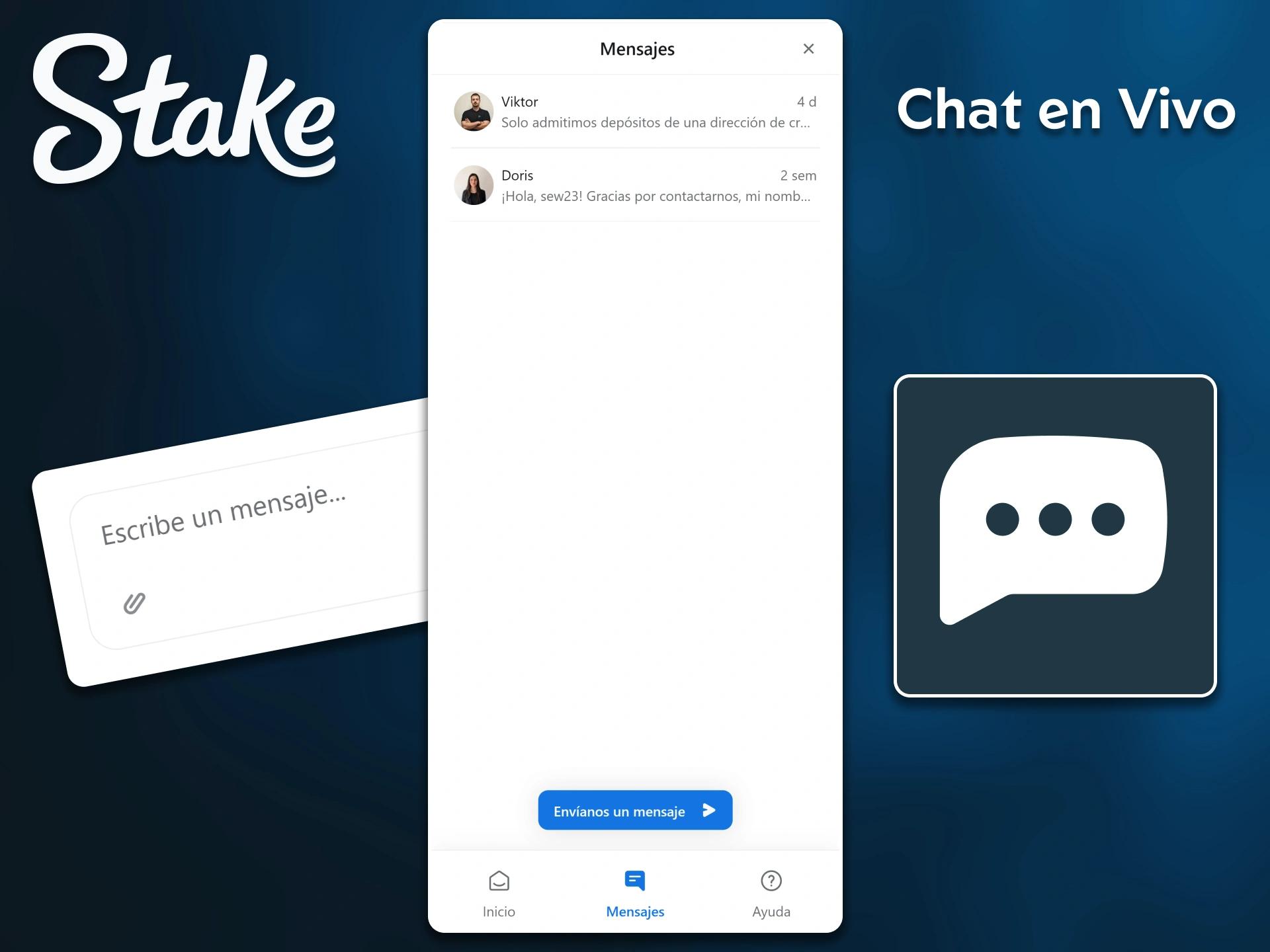 Obtén respuestas a tus preguntas al instante mediante el chat en vivo de Stake.